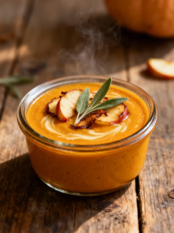 Soupe de courge butternut, sauge et pomme