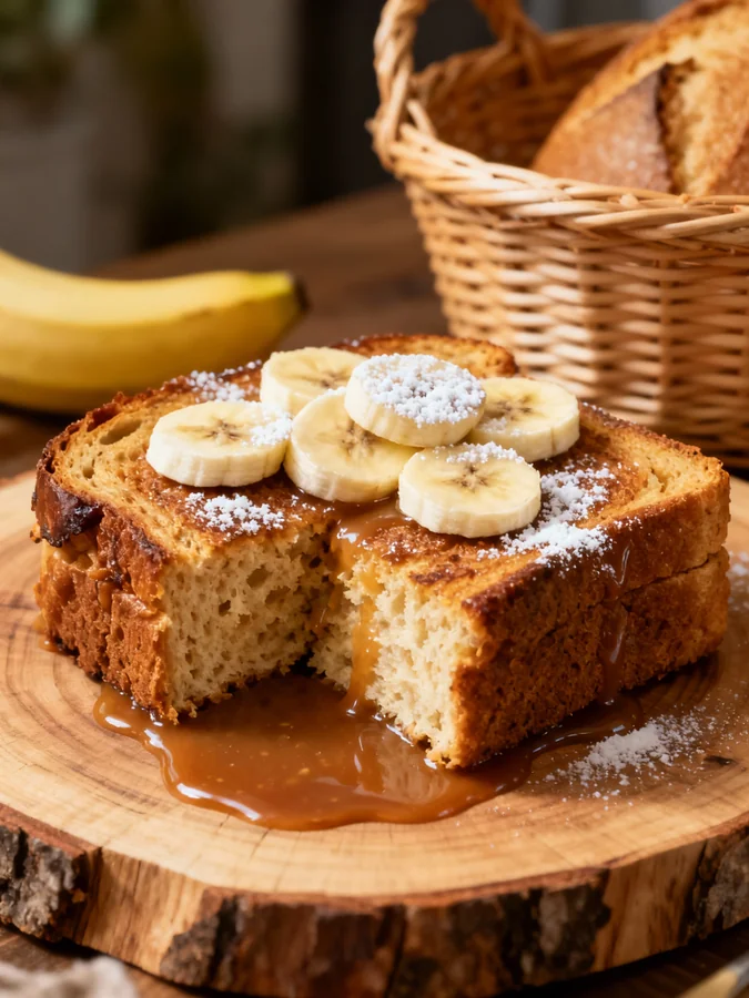 Pain perdu à la banane et au sucre brun bourbon