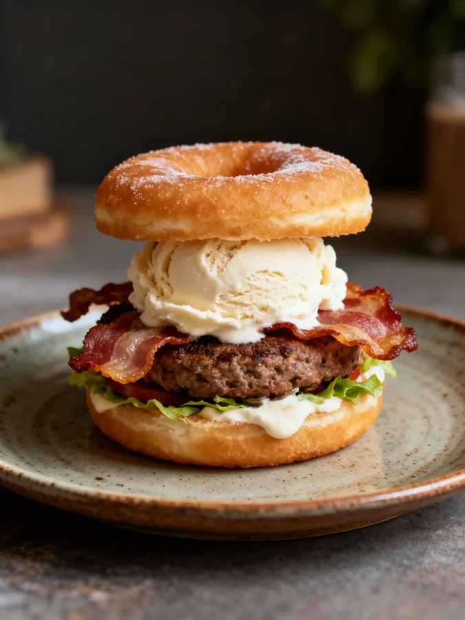 The Bacon Donut Ice Cream Burger