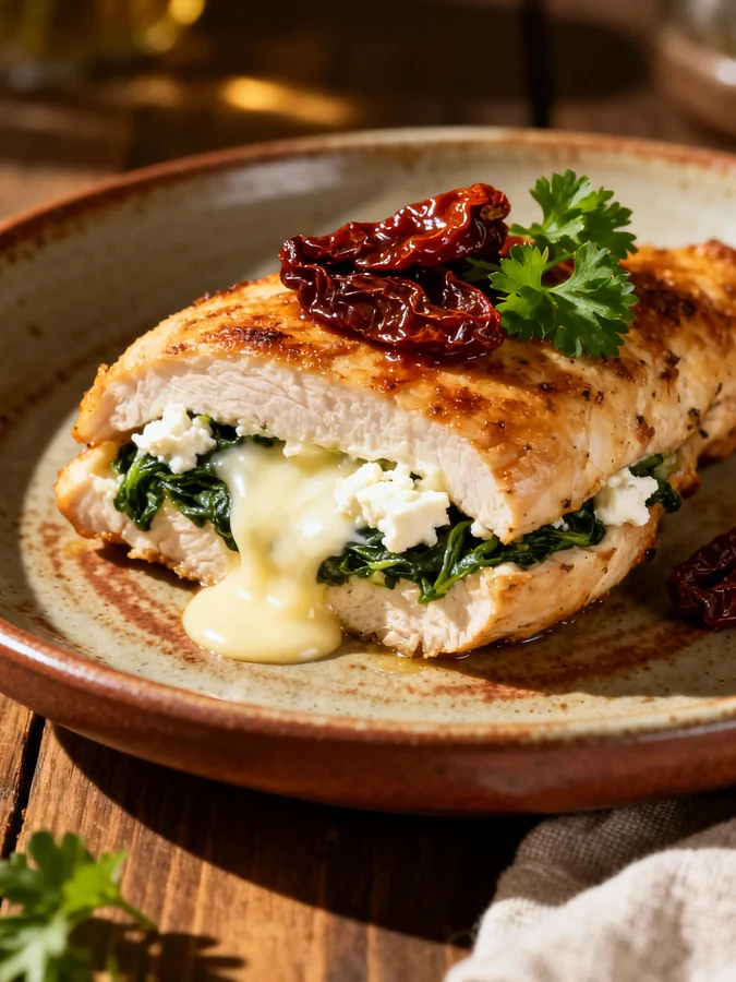 Peitos de Frango Recheados com Feta e Espinafre